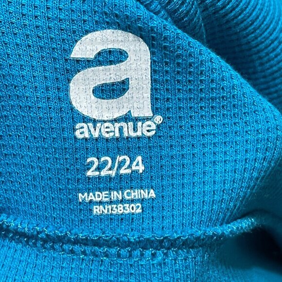 Avenue Women's Full Zip Jacket Waffle Knit Teal Blue Size 22/24 Cotton Stretch - Picture 5 of 8